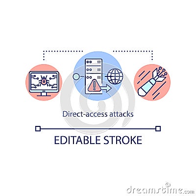 Direct access attacks concept icon Vector Illustration