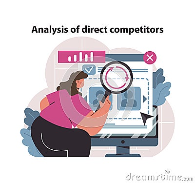 Direct competitors analysis concept. Cartoon Illustration