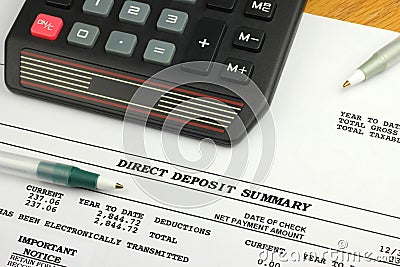 Direct Deposit Summary Stock Photo