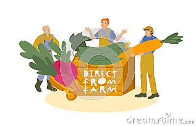 Direct from the farm. Organic food concept. Vector Illustration