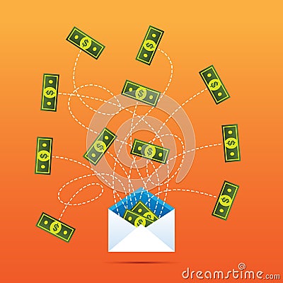 Direct Mail Marketing Generating Cash Vector Illustration
