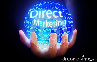 Direct Marketing globe background blue Stock Photo