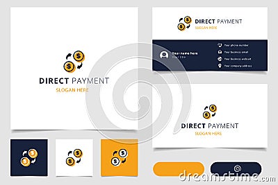 Direct payment logo design with editable slogan. Branding book and business card template. Vector Illustration