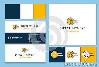 Direct payment logo design with editable slogan. Branding book and business card template. Vector Illustration