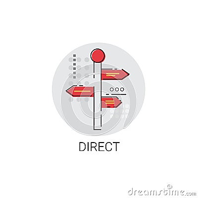 Direct Signboard Arrow Icon Vector Illustration