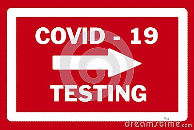 Direction arrow for Covid testing Stock Photo