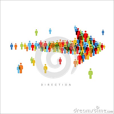 Direction arrow made from people icons Vector Illustration