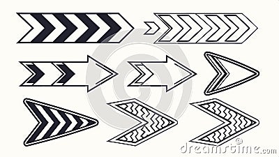 Direction arrows set, navigation and wayfinding symbols vector design Generative AI Vector Illustration