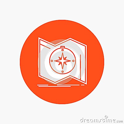 Direction, explore, map, navigate, navigation White Glyph Icon in Circle. Vector Button illustration Vector Illustration