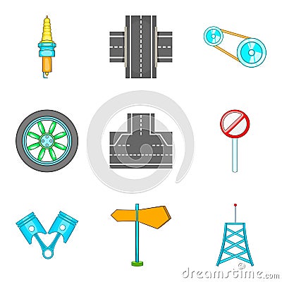 Direction icons set, cartoon style Vector Illustration