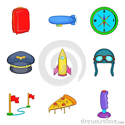 Direction icons set, cartoon style Vector Illustration