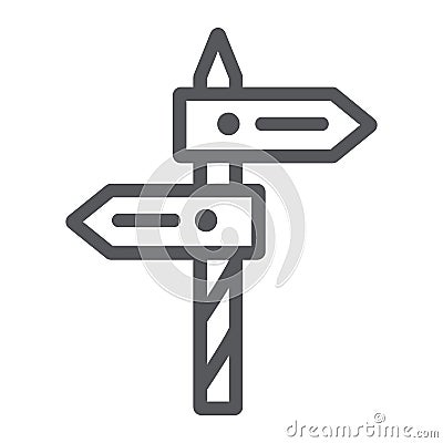 Direction line icon, way and guidepost, signpost sign, vector graphics, a linear pattern on a white background. Vector Illustration