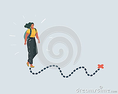 Direction pointer hikers woman. Vector Illustration