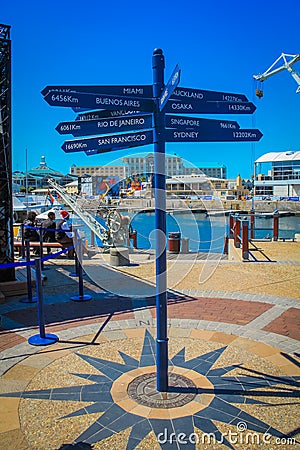 Direction sign with distances Editorial Stock Photo