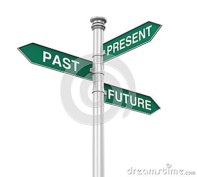 Direction Sign of Past, Future, and Present Stock Photo