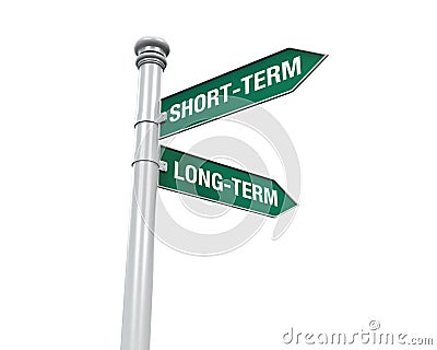 Direction Sign of Short-Term and Long-Term Stock Photo