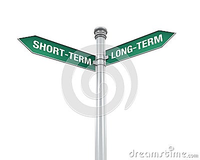 Direction Sign of Short-Term and Long-Term Stock Photo