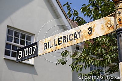 Direction Sign to Billericay in Essex, UK Stock Photo