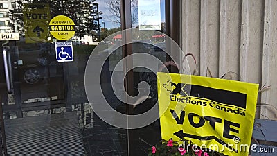 Direction sign to show the voting station inside a residential apartment Editorial Stock Photo