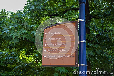 Direction signs in downtown Frederick, MD Editorial Stock Photo