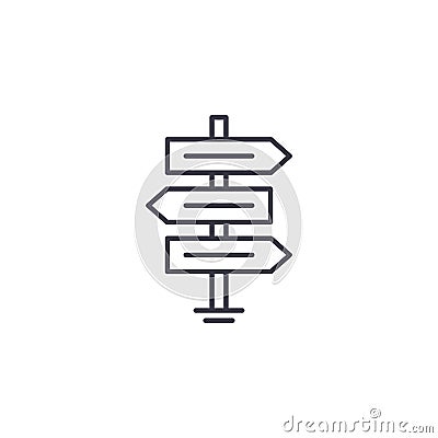 Direction signs linear icon concept. Direction signs line vector sign, symbol, illustration. Vector Illustration