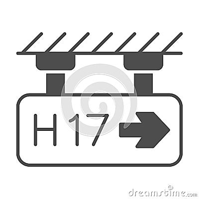 Direction terminal H17 solid icon, airlines concept, way to terminal vector sign on white background, direction to Vector Illustration