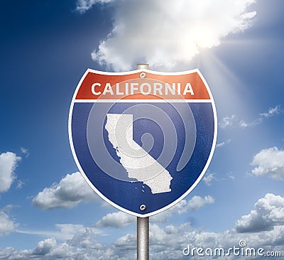 Direction to the Golden State of California Stock Photo