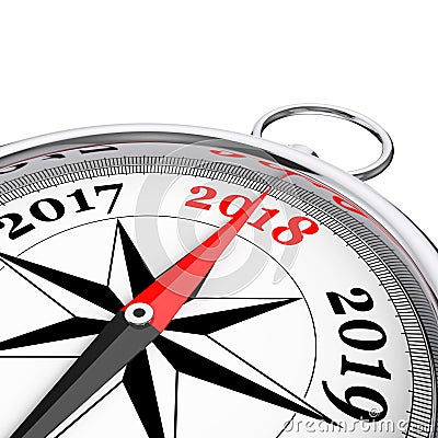 Direction to New 2018 Year Conceptual Compass Closeup. 3d Render Stock Photo