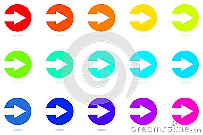 Directional Arrow icon set. Colorful arrow symbol button Vector Illustration