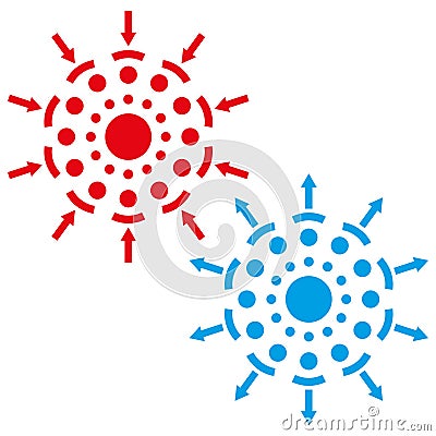 Directional flow diagram. Red and blue concept. Abstract connection vector. Circular dynamic structure. Vector Illustration