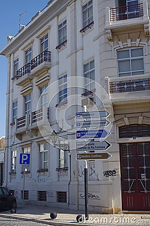 Directional road signs in Portugal Editorial Stock Photo