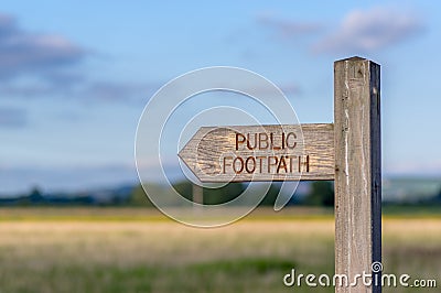 Wooden Arrow Footpath Sign Post Stock Photo