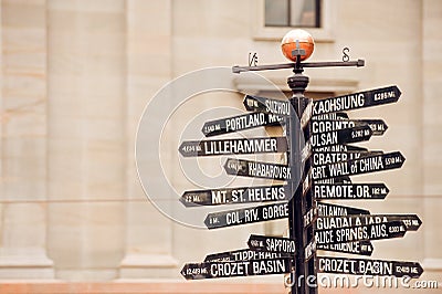 Directions to landmarks Stock Photo