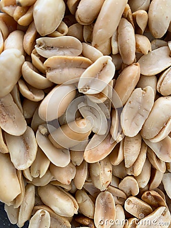 directly above shoot of close up of unpeeled peanuts Stock Photo