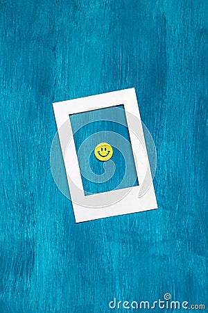 Instant Print Transfer on blue background Stock Photo