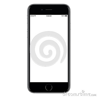 Directly front view of a modern black mobile smart phone Stock Photo