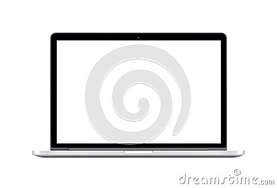 Directly front view of a modern laptop with a white screen Stock Photo