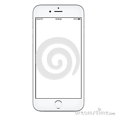 Directly front view of white mobile smart phone mockup Stock Photo