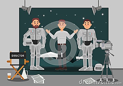 Director and actor working on the film, entertainment industry, movie making vector Illustration Vector Illustration