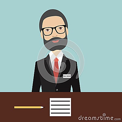 Director. Businessman in work. Vector Illustration