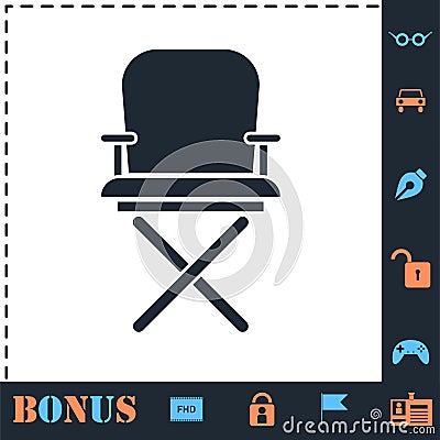 Director chair icon flat Vector Illustration