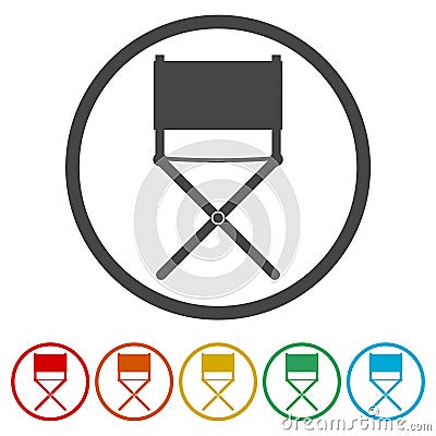 Director chair - vector icon, 6 Colors Included Vector Illustration