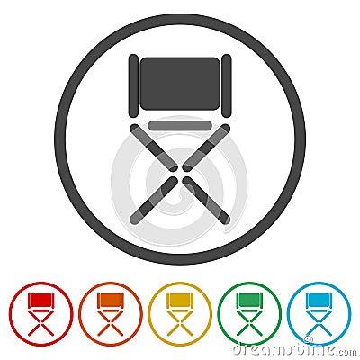 Director chair - vector icon, 6 Colors Included Vector Illustration