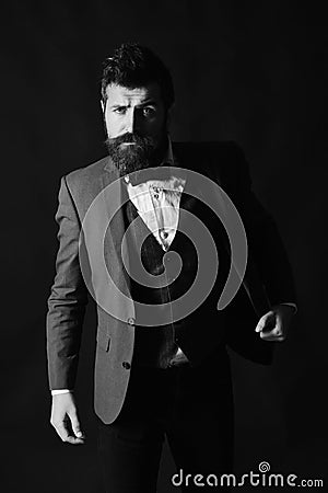 Director or entrepreneur with stylish beard and moustache. Stock Photo