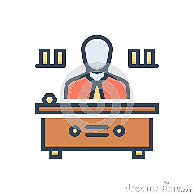 Color illustration icon for Director, manager and warden Cartoon Illustration
