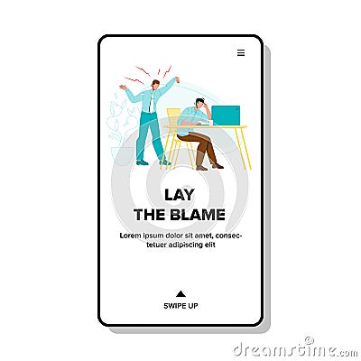 Director Lay Blame And Scream On Employee Vector Vector Illustration
