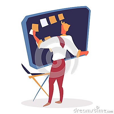 Director with Productivity Growing Taskboard Notes Vector Illustration