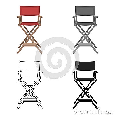 Director`s chair icon in cartoon style isolated on white background. Films and cinema symbol stock vector illustration. Vector Illustration