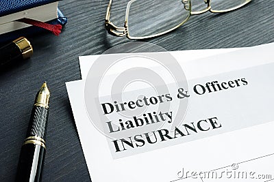 Directors and Officers Liability D&O insurance form Stock Photo