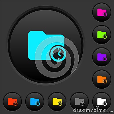 Directory creation time dark push buttons with color icons Stock Photo